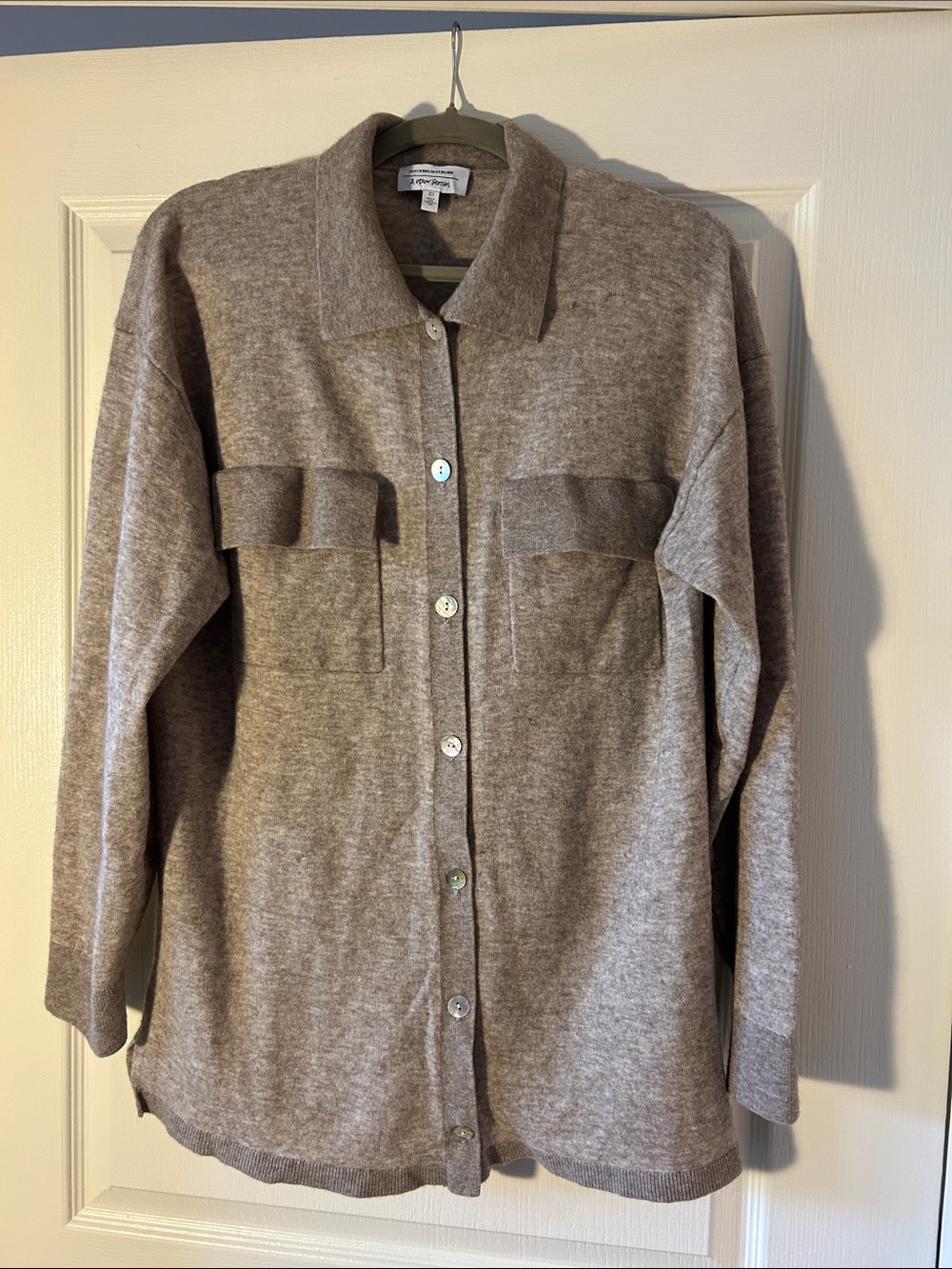 & Other Stories Heather Taupe Knit Collared Cardigan